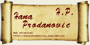 Hana Prodanović vizit kartica
